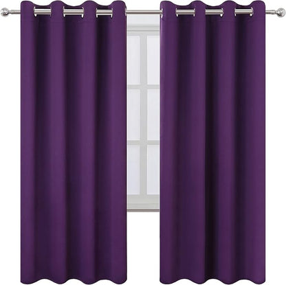 Purple Thermal Blackout Curtains/52 x 72 Inch/Set of 2 Panels Room Darkening - Image 2