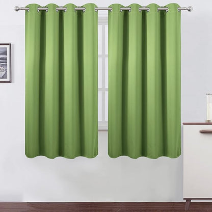 Light Green Blackout Curtains 66 x 63 Inch Length/Set of 2 Curtain by Lemomo