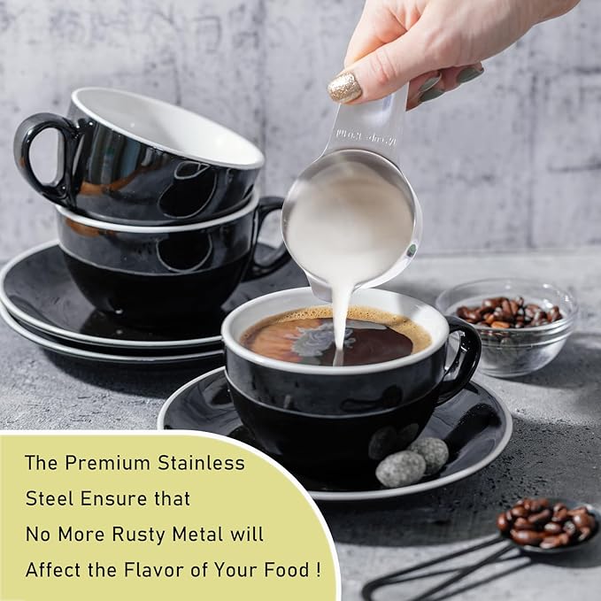 2PCS 1/8Cup (30ml, 1oz) Single Measuring Cup, Stainless Steel Measure Scoop, Metric and US Measurement, Heavy Duty, Dishwasher Safe
