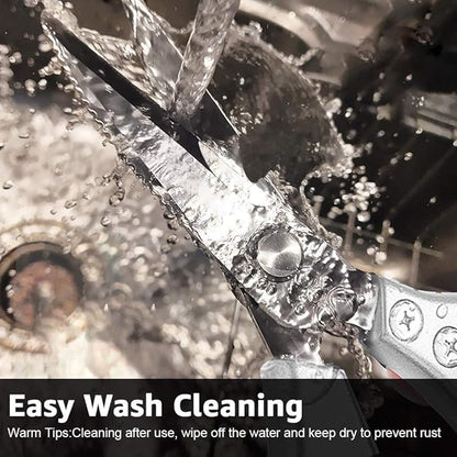 ONEBOM Kitchen Shears 2 Pack,Multi-Function Kitchen Scissors Heavy Duty Sharp 304 Stainless Steel, Apartment Kitchen Accessories Cooking Shears for Chicken,Meat,Fish,Poultry(Sliver)