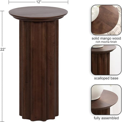 Kate and Laurel Gierson Modern Wooden Round Side Table; 12 x 12 x 22; Dark - Image 3