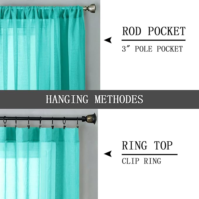 Tollpiz Sheer Curtain Linen Textured Bedroom Curtains Sheer Light Filtering Rod - Image 5