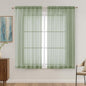 Sage Green Sheer Curtains 63 Inches Long 2 Panels Set, Light Filtering Sheer by OVZME