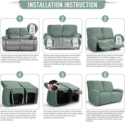 TAOCOCO Recliner Loveseat Slipcover, 6 Pieces Dual Recliner Sofa Covers - Image 6