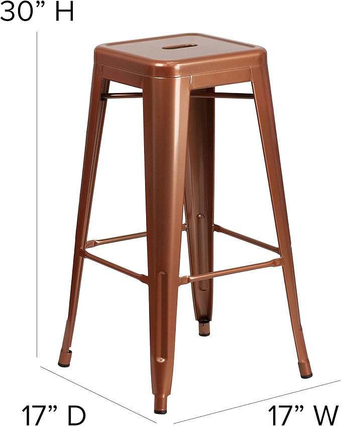 Flash Furniture Commercial Grade 30" High Backless Copper Indoor-Outdoor - Image 3