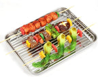 Baking Sheet with Cooling Rack (1 Cookie Sheet + 1 Baking Rack), Stainless Steel Small Baking Sheet Pan with Wire Rack, Toaster Oven Pans Size 10.4 x 8 x 1 Inch, Non-toxic & Heavy Duty & Non-stick