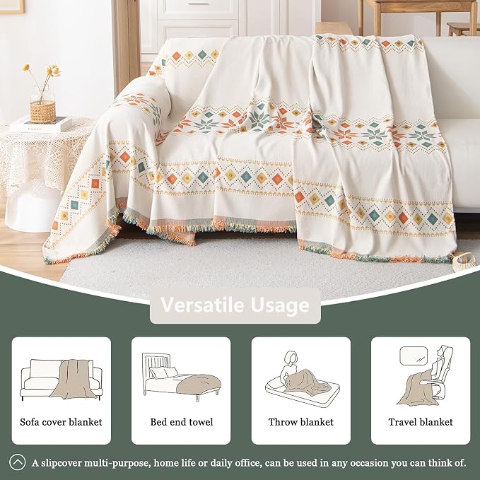 DREAMINGO Couch Cover Boho Washable Sofa Covers - Image 4