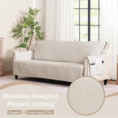 Beige Loveseat Covers for 2 Cushion Couch, Water-Repellent Covers for Sofa Couch - Image 8