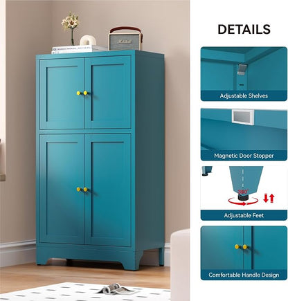 Bevivog Bathroom Floor Storage Cabinet, Metal Accent Cabinets - Image 4