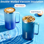 BJPKPK Insulated Coffee Mug with 2 Lids, 25oz Stainless Steel Insulated Tumbler with Handle, Double Wall Vacuum Coffee Cups, BPA Free Travel Mug for Coffee, Tea and Drinks, Sky