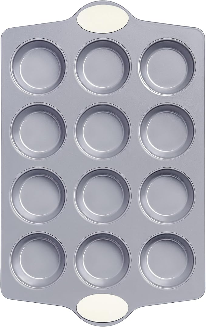 Ceramic Muffin Pan,12-Cup Nonstick Aluminized Steel Cupcake Pans, Healthy Non-Toxic Ceramic Coating Muffin Tin, 1 Pack Cup Cake Pans for Baking Cream