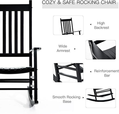 Outsunny Outdoor Rocking Chair, Patio Wooden Rocking Chair - Image 4