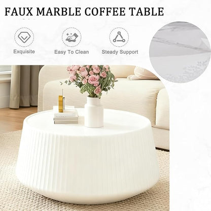 26.77" Marble Coffee Table, Modern Cup Shaped Coffee Table - Image 6