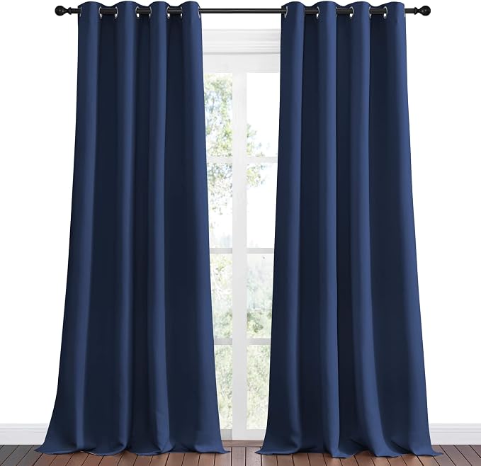 NICETOWN Navy Blackout Curtains 120" Long - Image 2