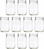 DISCOUNT PROMOS Decorating Mason Jars 12 oz. Set of 10, Bulk Pack - Glass Jars for Overnight Oats, Candies, Fruits, Pickles, Spices, Beverages - Clear