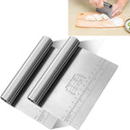 Pro Dough Pastry Scraper/Cutter/Chopper Stainless Steel Mirror Polished with Measuring Scale Multipurpose- Cake, Pizza Cutter - Pastry Bread Separator Scale Knife 2PCS
