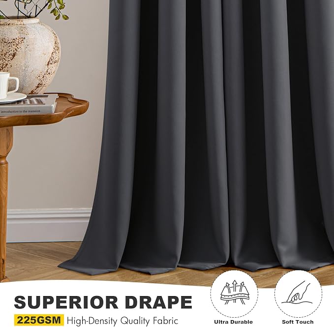 MIULEE Blackout Curtains for Bedroom 2 Panels 50 x 84 Inch Long Dark Grey | - Image 5