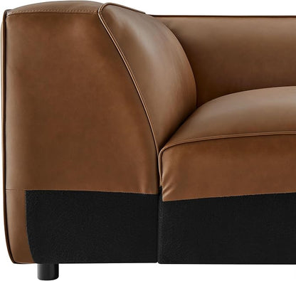 Modway Auren Vegan Leather Corner Modular Chair in Coffee - Image 9