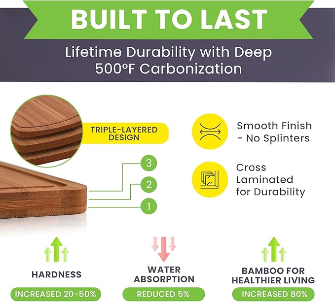 Bamboo Cutting Board Set of 3 - Dark
