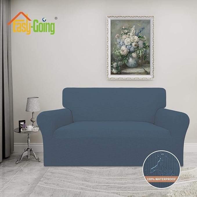 Easy-Going 100% Waterproof Loveseat Couch Cover Stretch Jacquard Sofa Cover | - Image 2