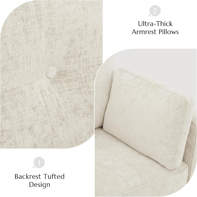 Luxury Oversized Accent Chair, 40.9" Upholstered Piping Single Armchairs - Image 8