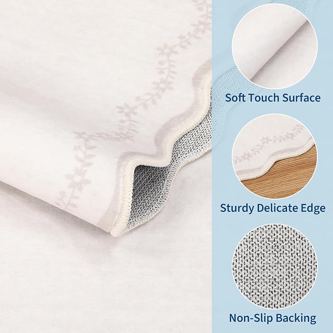 GarveeHome Round Area Rug 5ft Scalloped Washable Circle Rug - Image 4