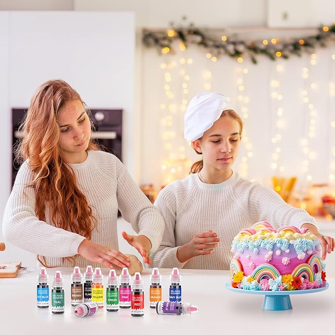 Gel Food Coloring 12 Colors Set for Cake Decorating,Cherrysea Edible Food Dye for Baking Royal Icing Cookie Supplies Gluten Free Food Grade Food Coloring Gel Kits, 0.25 Fl. Oz/Bottles