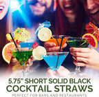 [500 Bulk] 5.75 inch Black Short Paper Straws, Stir Straws for Cocktail, Coffee, Mixed Drinks - Home, Bar and Restaurant Straws - 100% Biodegradable