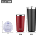 HASLE OUTFITTERS 12 oz Skinny Tumbler, Stainless Steel Insulated Slim Tumbler set bulk with Lid, Reusable Double Wall Travel Coffee Mug, Durable Powder Coated Travel Water Cup(Red,6)