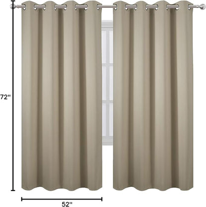 Beige Thermal Blackout Curtains/52 x 72 Inch/Set of 2 Panels Room Darkening - Image 10