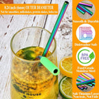 Lazycorner 16 Pcs Metal Straw Reusable 8.5" 10.5" 6mm Stainless Steel Straws for Tumblers 20oz-32oz, Rainbow Drinking Straws with Silicone Tips, 4 Straw Cleaner Brush, 1 Travel Case