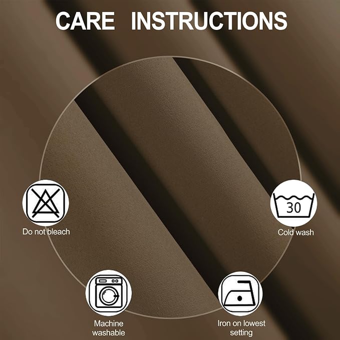 Blackout Curtains 52 x 84 inches Long Brown Curtains Set of 2 Panels Thermal - Image 4