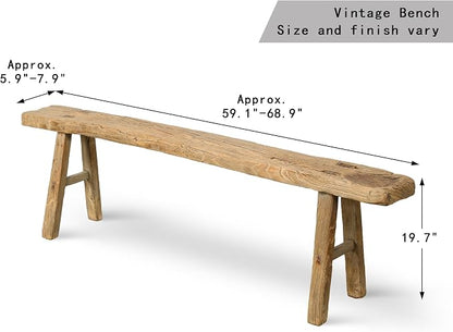 Artissance 20" H Vintage Noodle Bench 5-5.5ft Long Weathered Natural - Image 2