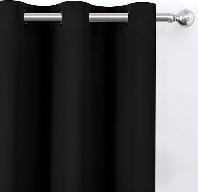 Black Blackout Curtains 34 x 63 Inch Length/Set of 2 Curtain Panels/Thermal - Image 7