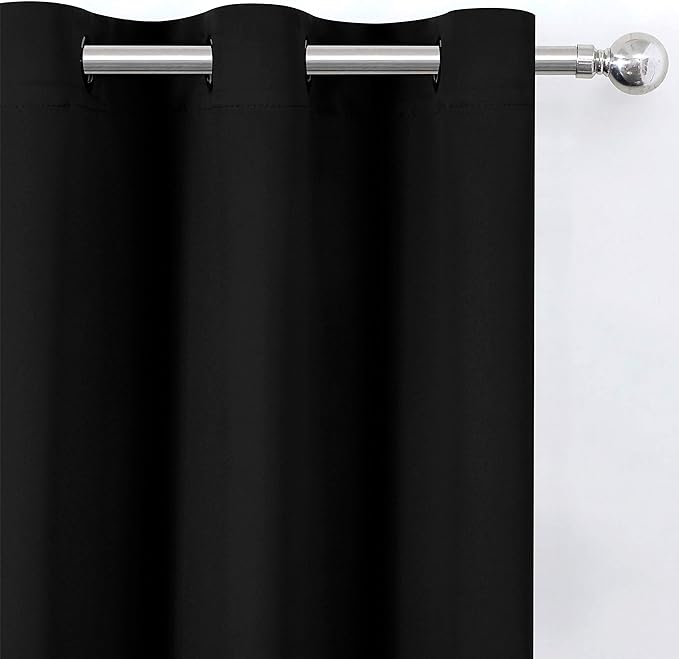 Black Blackout Curtains 34 x 54 Inch Length/Set of 2 Curtain Panels/Thermal - Image 7