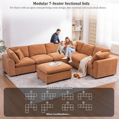 Oversized Modular Sectional Sofa Couch, Large 7 Seater Corner Sofa Modern U - Image 3