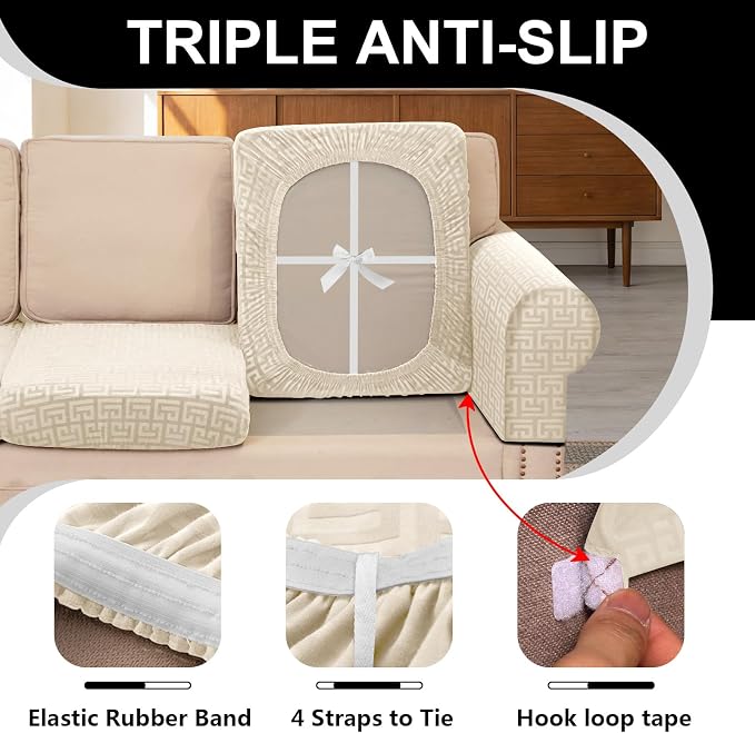 UNBBRRL 10 Pieces Stretch Sofa Cushion Covers - Image 3