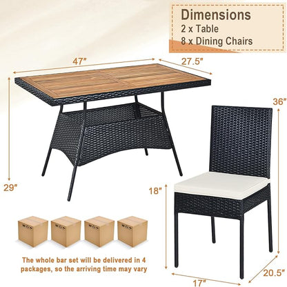 Tangkula 10 Piece Wicker Patio Dining Set, Outdoor Rattan Table & Chairs Set - Image 4