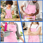 4 Pack Chef Apron, Adjustable Apron with 2 Pockets, Unisex Personalised Apron for Cooking, Kitchen, Restaurant