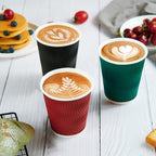 MUCHII 10 oz Insulated Paper Coffee Cups, 120 Count, Multicolor, Disposable, Ripple Design for Hot Drinks