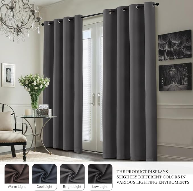 Yakamok Dove Grey 100% Blackout Curtains 84 Inches Long 50" Wide 2 Panel | - Image 7