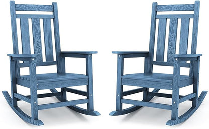 KINGYES Oversized Outdoor Rocking Chair Set of 2, All-Weather Patio Rocking by KINGYES