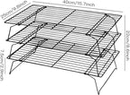 Cooling Rack, 3-Tier Stainless Steel Stackable Baking Cooking Cooling Racks for Cooling Roasting Grilling, Collapsible & Heavy Duty, Oven & Dishwasher Safe
