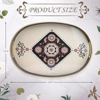 Oval Plastic Serving Tray with Handles, Elegant Decorative Tray for Coffee Table, Ottoman, Living Room, Kitchen, Outdoor Use. 10"*16"*1.4" C