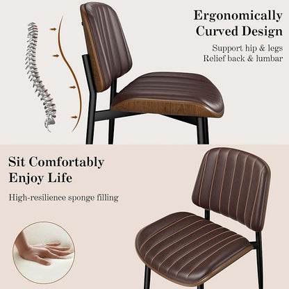 REONEY Dining Chairs Set of 4, Mid-Century Modern Upholstered PU Leather Chairs - Image 7