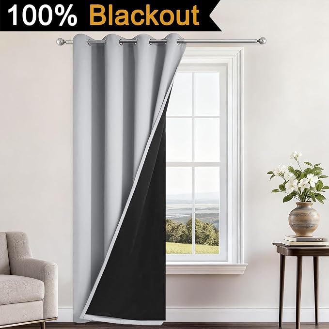 Yakamok Light Grey 100% Blackout Curtains 84 Inches Long 52" Wide 1 Panel | - Image 2