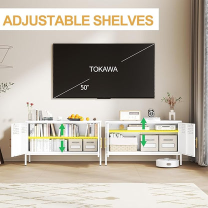 Tokawa Metal Storage Cabinet, 2-Door Short Locker Cabinets - Image 4