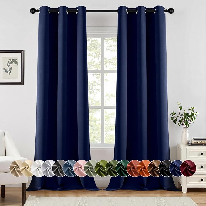MIULEE Blackout Curtains for Bedroom 2 Panels 40 x 90 Inch Long Navy Blue | by MIULEE