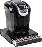 Mind Reader Single Serve Coffee Pod Drawer, 36 Pod Capacity, Countertop Organizer, Metal, 12.75" L x 13" W x 3" H, Black