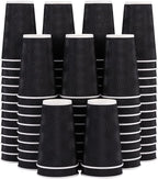 Lamosi 16 oz Coffee Cups - 90 Pack, Disposable Insulated Corrugated Paper Cups 16oz, Kraft Ripple Wall Cups for Hot Beverage or Cold Drinks (Black)